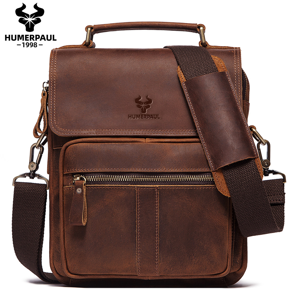 Luxury Bags Vintage - HUMERPAUL Genuine Leather Men's Shoulder Bag