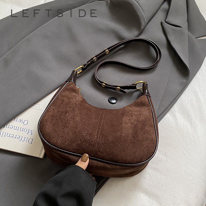 LEFTSIDE Women Small Suede Sho - Luxury Bags On Sale のレビューと価格